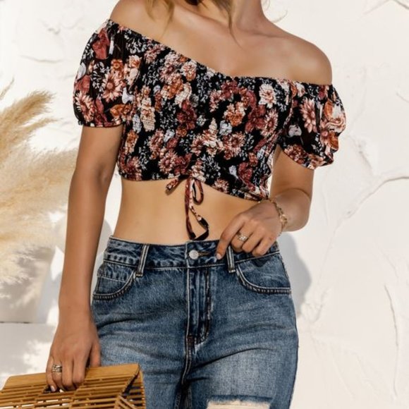 Floral Print Crop Top - Picture 1 of 2